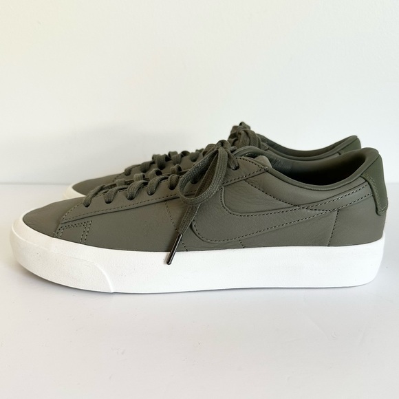 NikeLab Preppy Blazer Studio Low Top Olive Green Leather Tennis Prep Sneakers - Picture 7 of 13